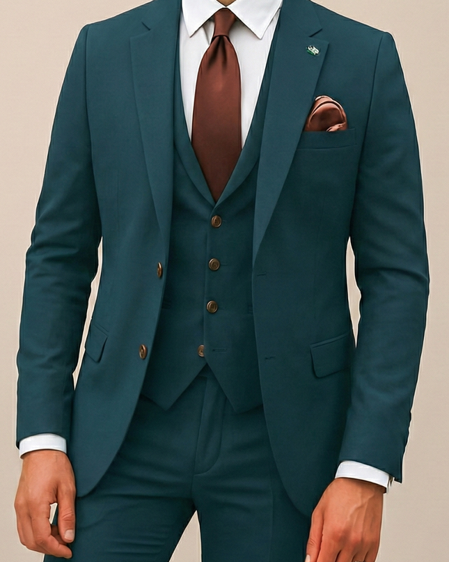 Men's Slim Fit Three-Piece Suit – Formal Set for Weddings & Parties