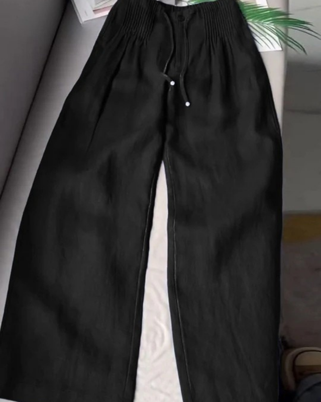 Livia | Women's Relaxed Wide Leg Pants with Elastic Waist for Casual Everyday Wear