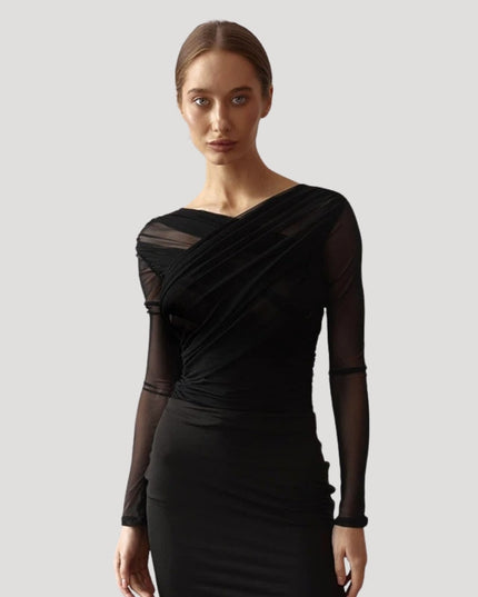 Claire | Women’s Spring Sheer Wrap Long-Sleeve Top