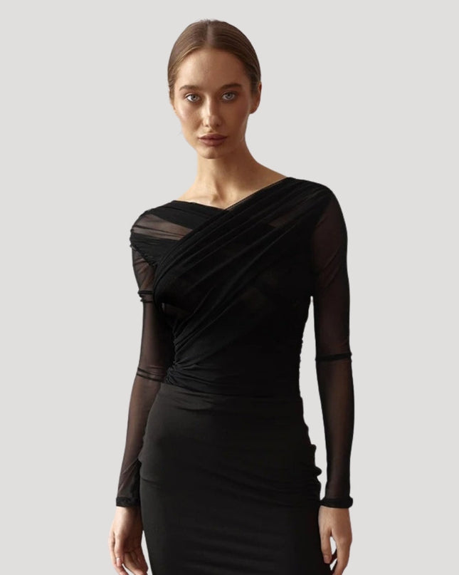 Claire | Women’s Spring Sheer Wrap Long-Sleeve Top