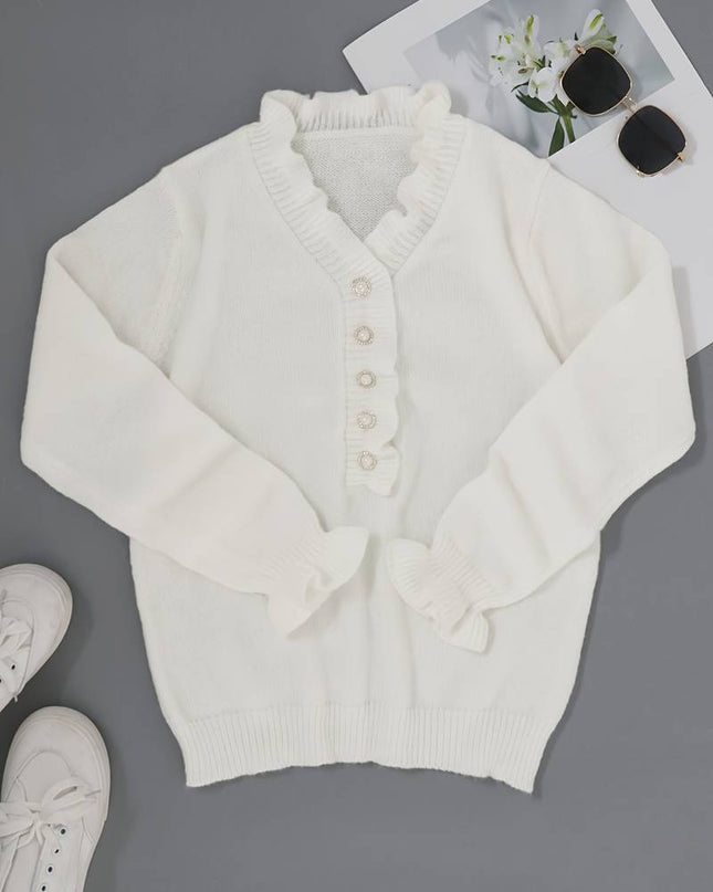 Darcey | Ruffle Blouse with Decorative Buttons for Women