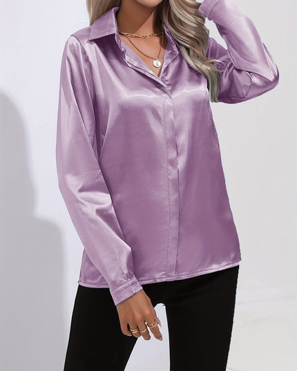 Sarah | Women’s Button Down Long Sleeve Satin Blouses