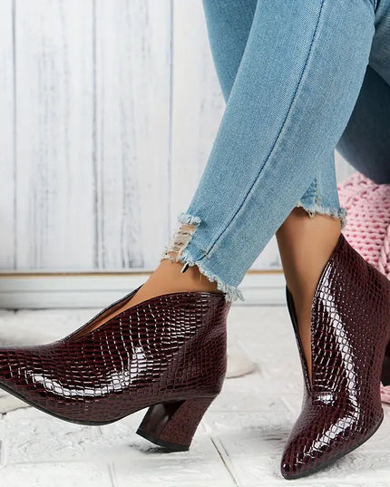 Natalie | Women's Stylish Reptile-Textured Ankle Boots