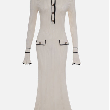 Delilah | Women’s Spring Ribbed Button Midi Dress