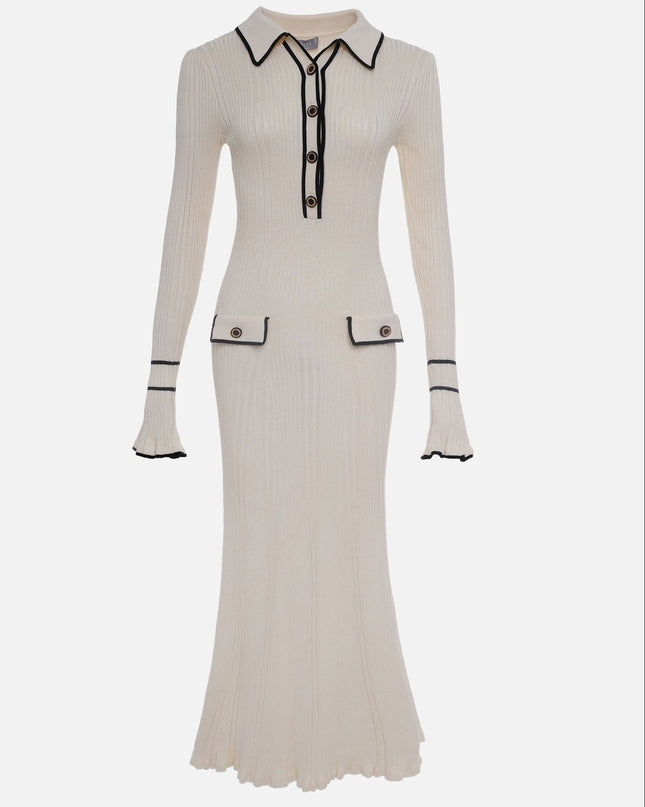 Delilah | Women’s Spring Ribbed Button Midi Dress