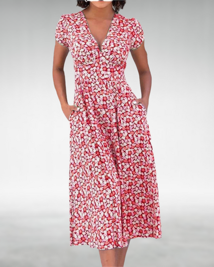 Alice | Women’s Floral V-Neck Pocket Midi Dress