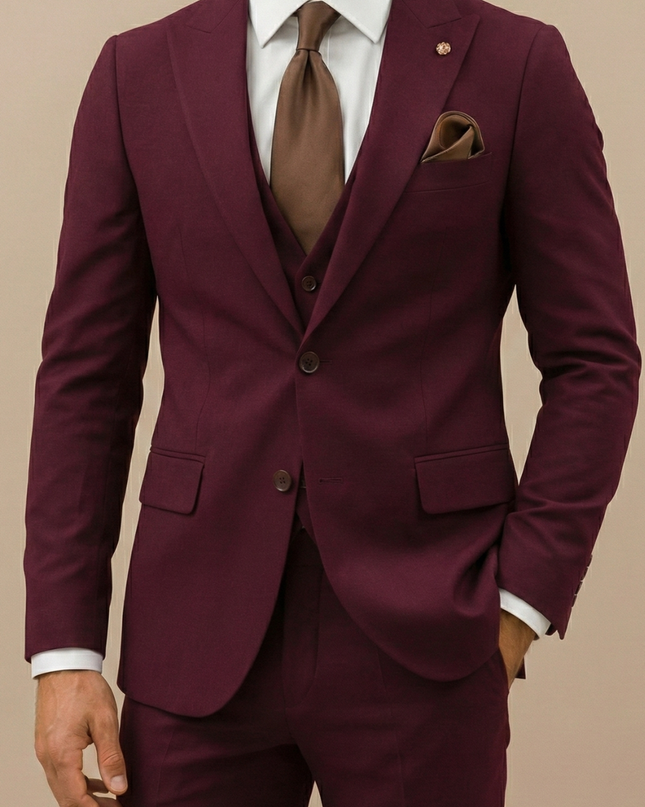 Men's Slim Fit Three-Piece Suit – Formal Set for Weddings & Parties