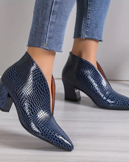 Natalie | Women's Stylish Reptile-Textured Ankle Boots