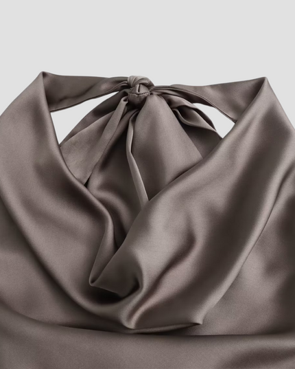 Jenny | Women’s Halter Back Tie Draped Satin Tanks