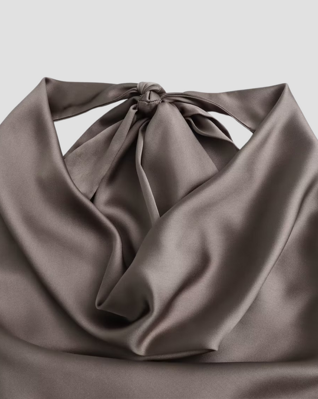 Jenny | Women’s Halter Back Tie Draped Satin Tanks