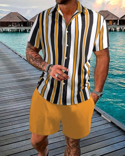Stylish Striped Shirt and Shorts Set for Men