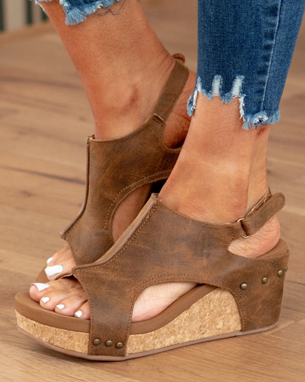 Linda | Suede Wedge Sandals