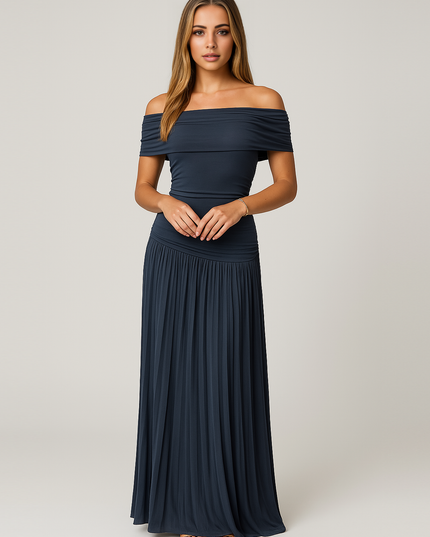 Isabel | Women Wedding Guest Pleated Maxi Dress