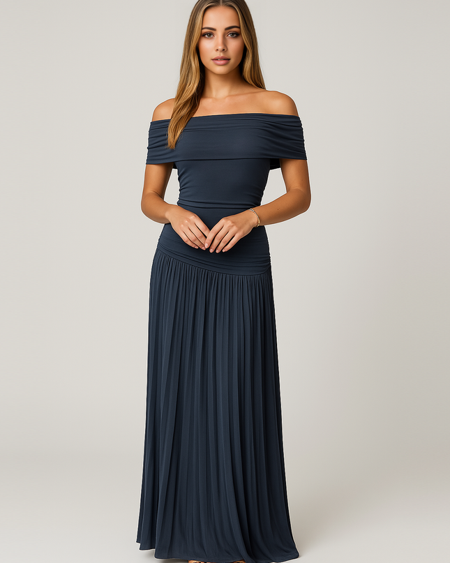 Isabel | Women Wedding Guest Pleated Maxi Dress