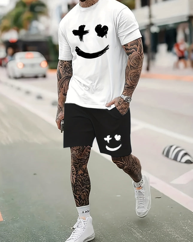 Smiley T-Shirt and Shorts Set for Men