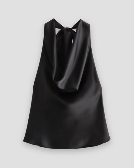 Jenny | Women’s Halter Back Tie Draped Satin Tanks