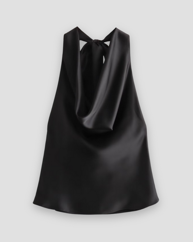 Jenny | Women’s Halter Back Tie Draped Satin Tanks