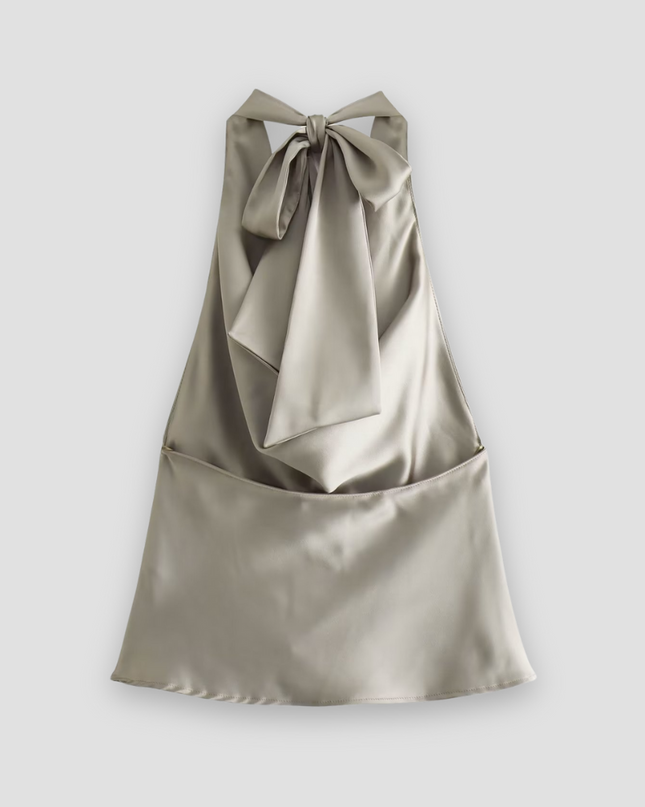 Jenny | Women’s Halter Back Tie Draped Satin Tanks