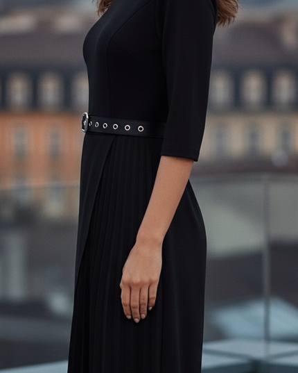 Bella | Women’s Spring Belted Long Sleeve Midi Dress