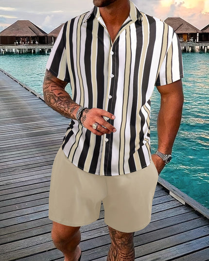 Stylish Striped Shirt and Shorts Set for Men