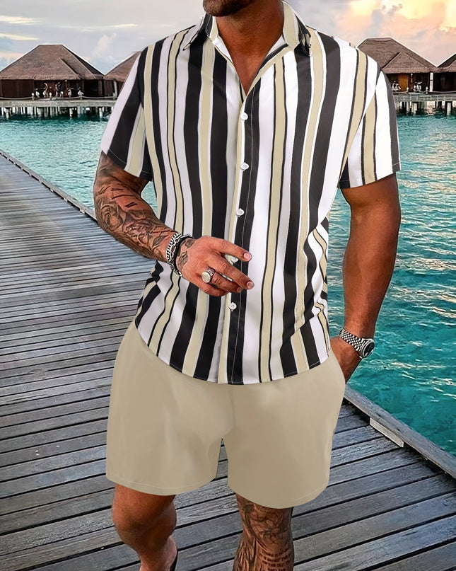 Stylish Striped Shirt and Shorts Set for Men