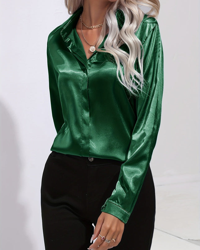 Sarah | Women’s Button Down Long Sleeve Satin Blouses