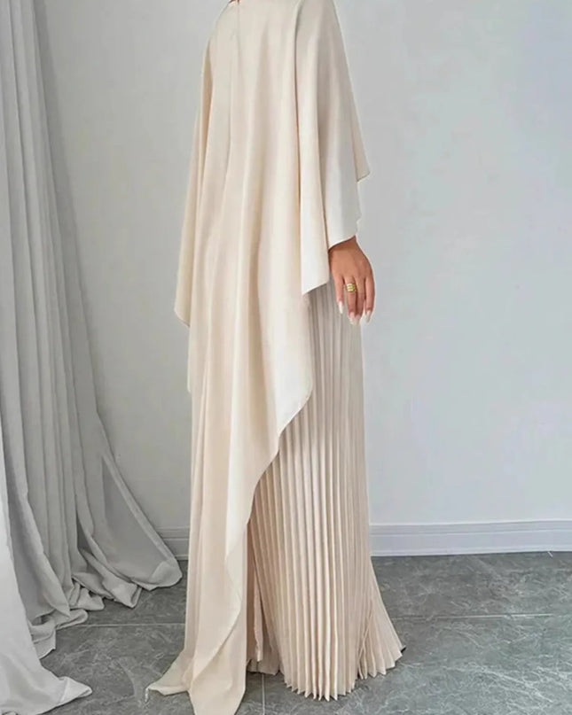 Amelia | Women’s Pleated Cape Overlay Maxi Dress