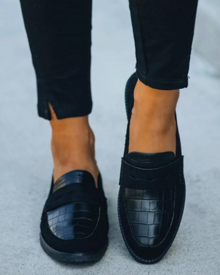 Hannah | Crocodile Texture Loafers for Women Fashion
