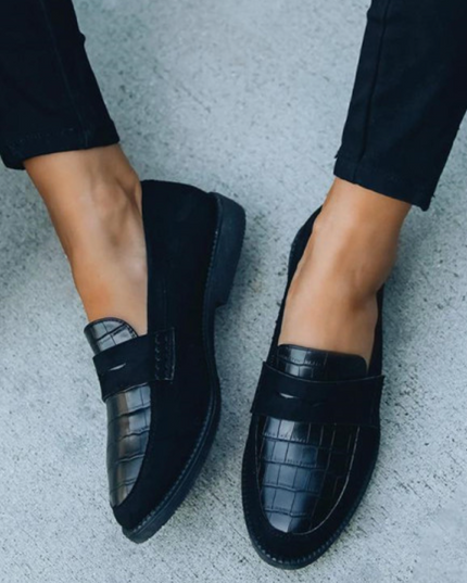 Hannah | Crocodile Texture Loafers for Women Fashion