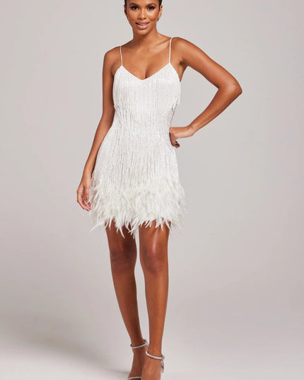 Margaret | Women’s Cocktail Dress with Fringe Feathers
