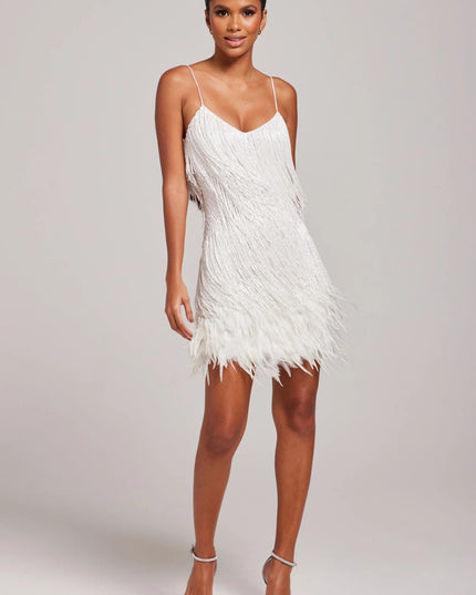 Margaret | Women’s Cocktail Dress with Fringe Feathers
