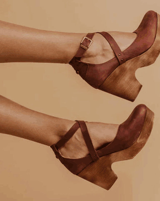 Teresa | Elegant Wedge Heels with Closed Toe & Ankle Strap