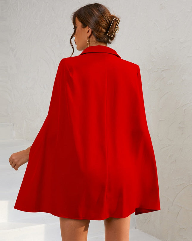 Eleanor | Women Double Breasted Cape Dress with Belt