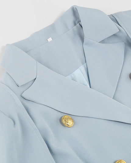 Cape Blazer Mini Dress with Belt and Gold Button Detail