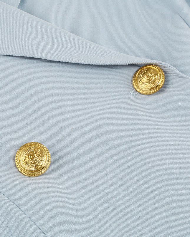 Cape Blazer Mini Dress with Belt and Gold Button Detail