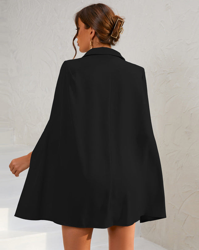 Eleanor | Women Double Breasted Cape Dress with Belt