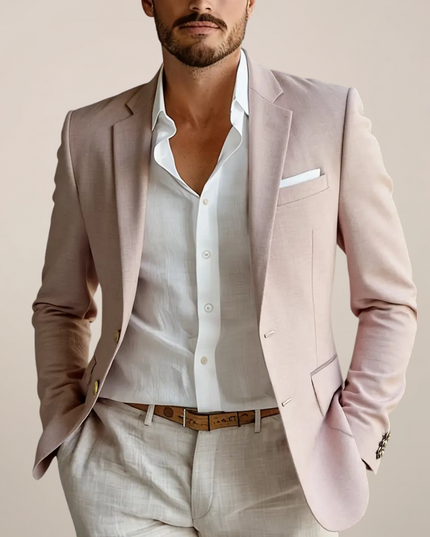 Coverless Pockets Linen Blend Two-Piece Suit – Tailored Fit