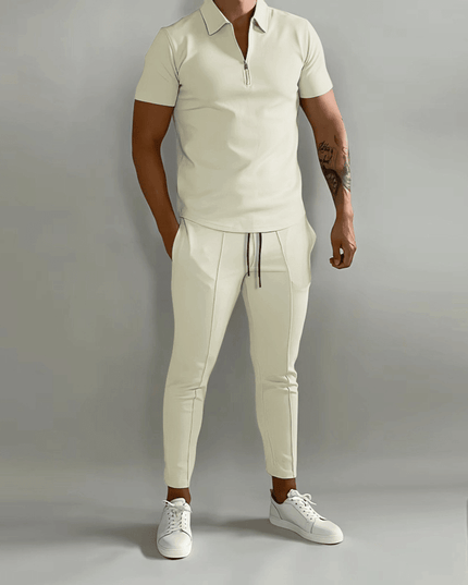 Elegant and Casual Polo Shirt and Trousers Set for Men
