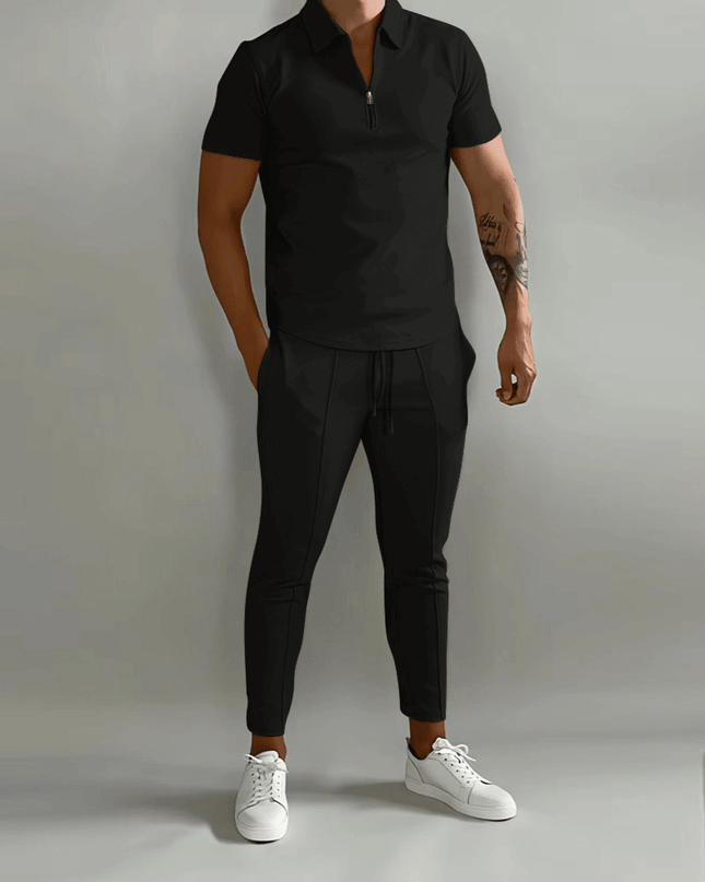 Elegant and Casual Polo Shirt and Trousers Set for Men