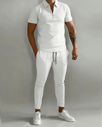 Elegant and Casual Polo Shirt and Trousers Set for Men