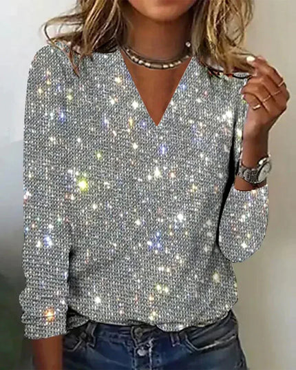 Faith | Women Spring Shimmer V Neck Top