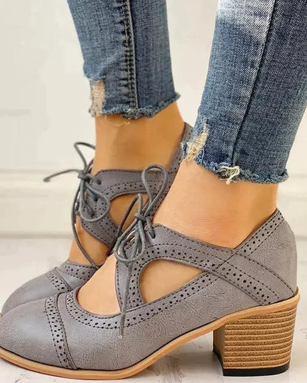 Evelyn | Women’s Heeled Lace-Up T-Strap Shoes
