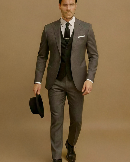 Men’s 3-Piece Slim Fit Suit – Blazer, Waistcoat and Trousers Set for Formal Events