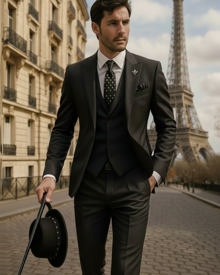 Men’s 3-Piece Slim Fit Suit – Blazer, Waistcoat and Trousers Set for Formal Events