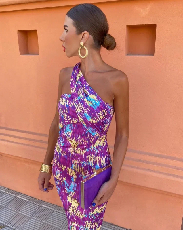 Dakota | Stylish Women’s One-Shoulder Printed Dress