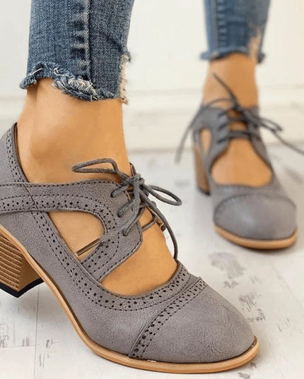 Evelyn | Women’s Heeled Lace-Up T-Strap Shoes