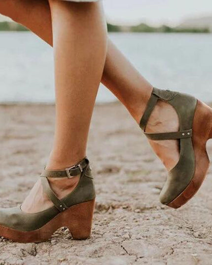 Teresa | Elegant Wedge Heels with Closed Toe & Ankle Strap