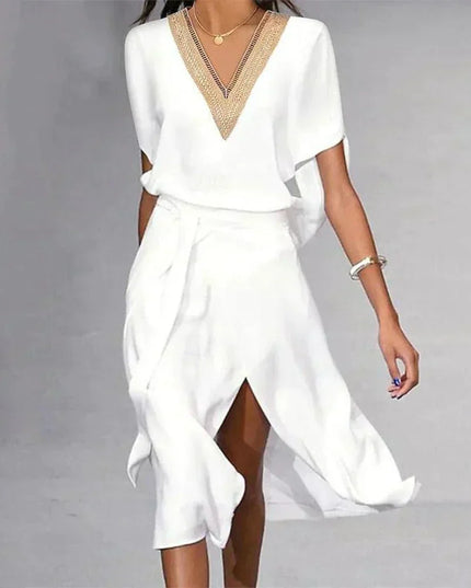 Olivia | Women’s Stylish V-Neck Wrap Midi Dress