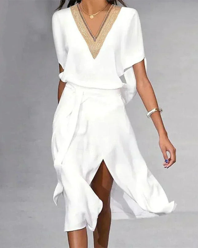 Olivia | Women’s Stylish V-Neck Wrap Midi Dress