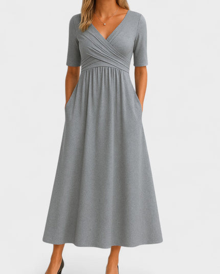 Jessica | Chic Women’s Midi Dress with V-Neck